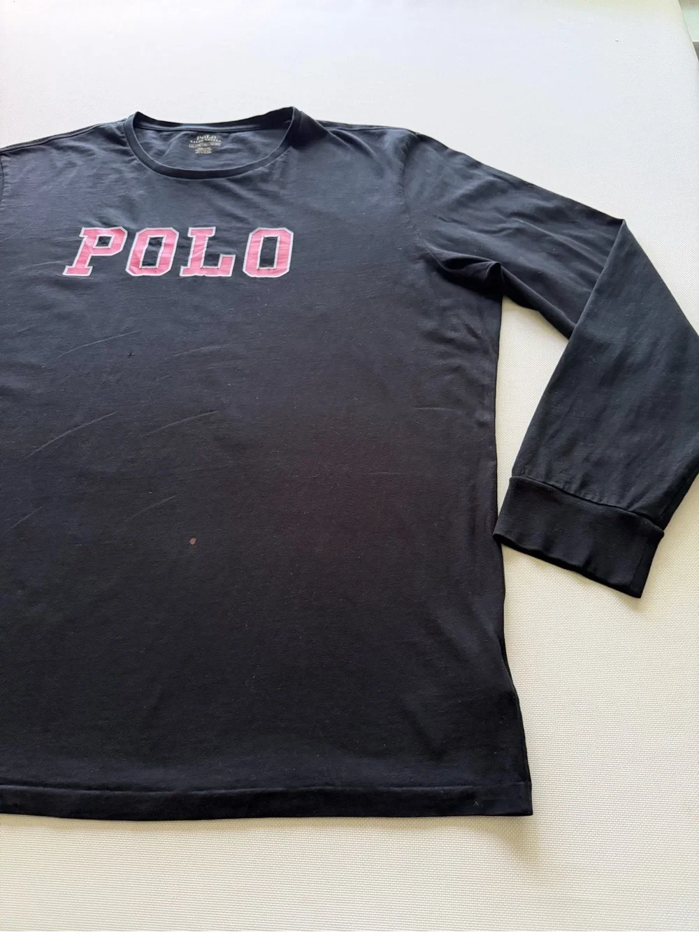 Polo by Ralph Lauren Black Long-Sleeve Tee with Red POLO Chest Logo XXL